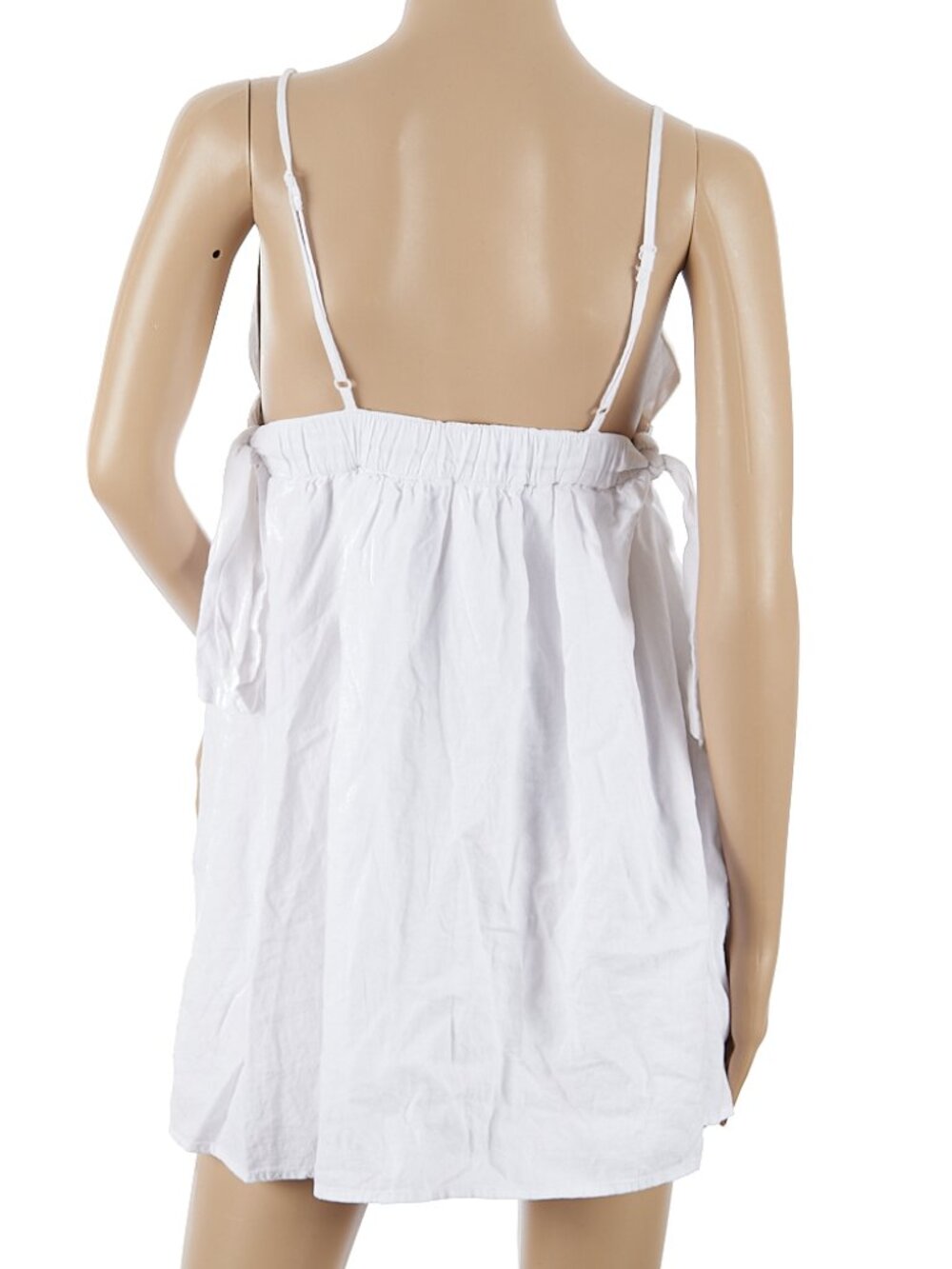 Aerie White Popover Linen Blend Mini Dress Women's Medium - Picture 4 of 4